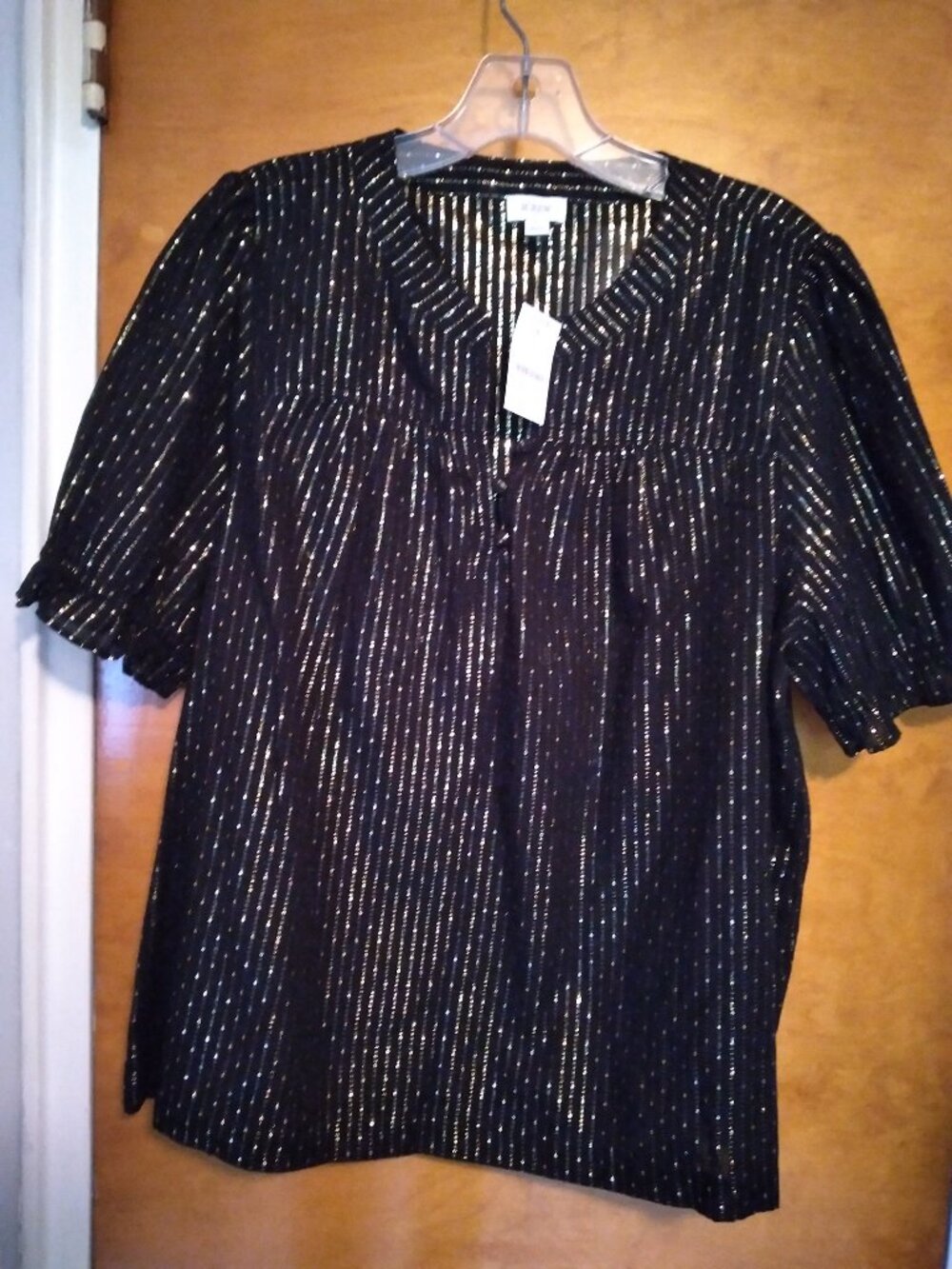 NWT J. Crew Metallic Strip Blouse - Large